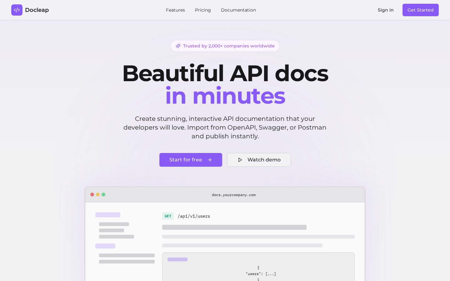 Docleap website preview